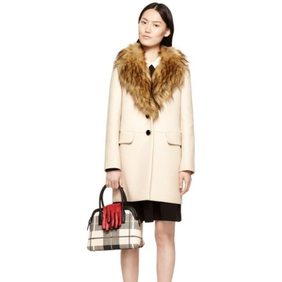 Kate Space Pumice Blaze A Trail Faux Fur Collar Coat Sz 2 NWT